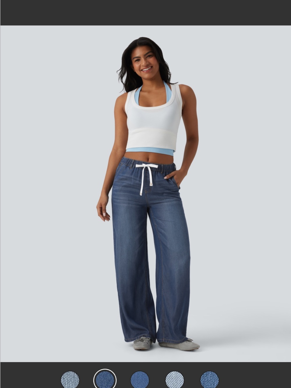 Halara 4-way stretch drawstring denim fall pants - tall - Picture 4 of 7